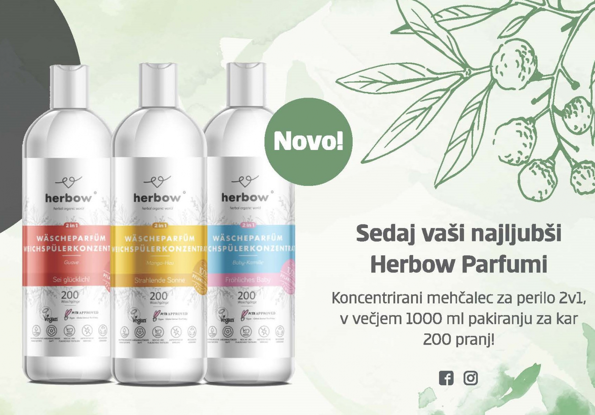 Nova večja pakiranja Herbow Parfumov/mehčalcev za Perilo 2v1: Trajnejša rešitev, ki je prijazna do okolja