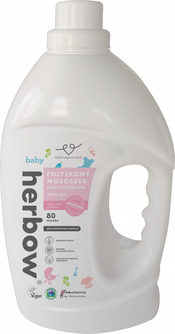 Herbow Baby<br>Tekoči detergent za barvna in bela oblačila z vonjem maline<br>2000 ml