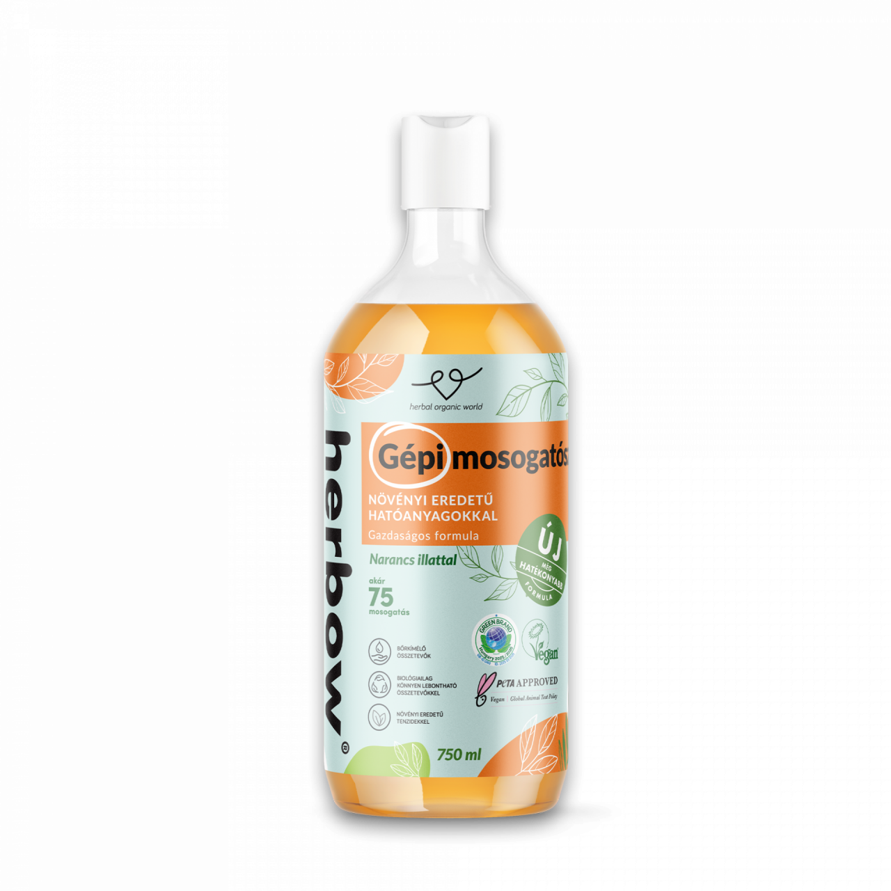 Herbow detergent za strojno pranje posode<br> z vonjem pomaranče<br>750 ml / 75 pranj