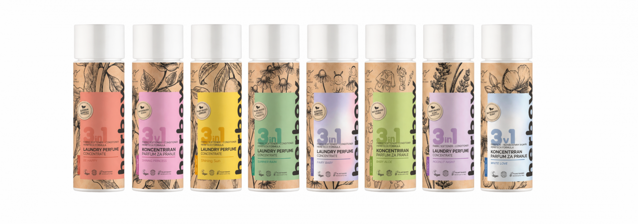 Herbow PAKET Parfum / koncentrirani mehčalCI za perilo 3v1  8X 200ml